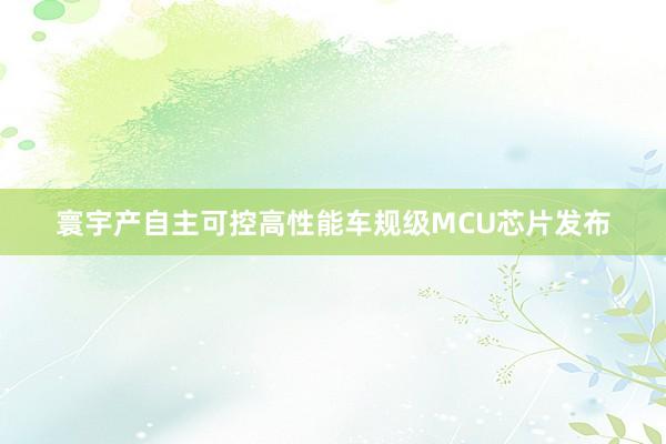 寰宇产自主可控高性能车规级MCU芯片发布